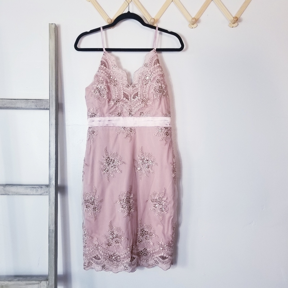 VENUS SIZE 6 PINK DRESS TOP NET LAYER ADJUSTABLE STRAPS ZIPS IN BACK